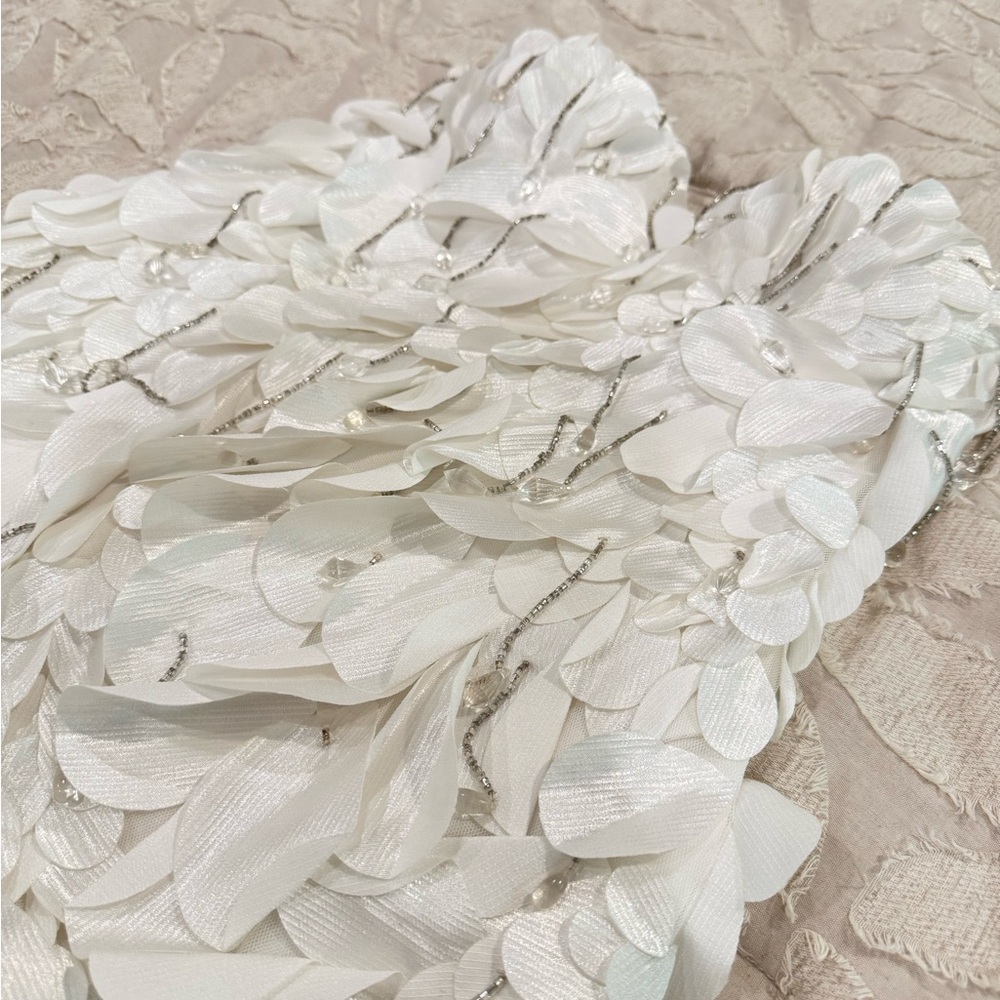White Ruched Ruffled Strapless Mini Dress - Picture 6 of 6